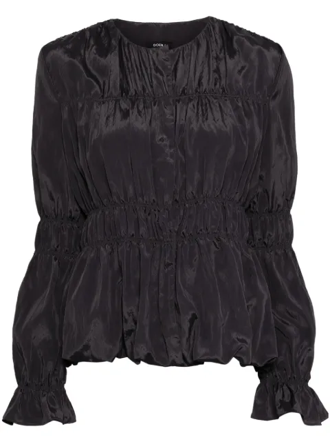 Goen.J ruched single-breasted jacket Black GNJ24SSJK07