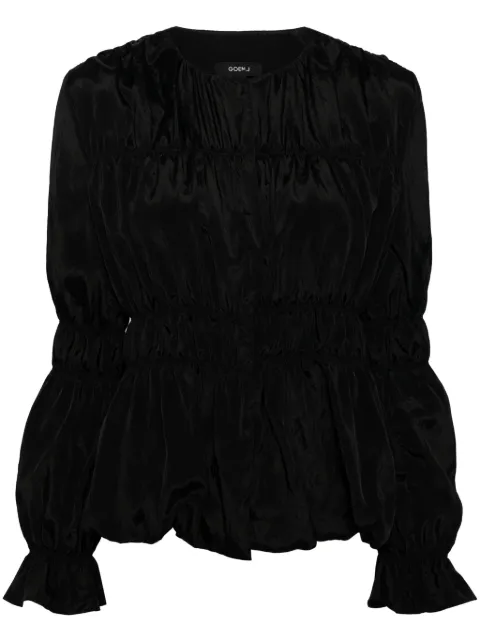 Goen.J ruched single-breasted jacket Black GNJ24SSJK07