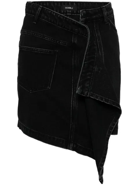 Goen.J asymmetric draped denim skirt Black GNJ24SSSK01