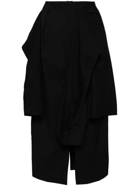 Goen.J layered shirt-detail midi skirt Black GNJ24SSSK08