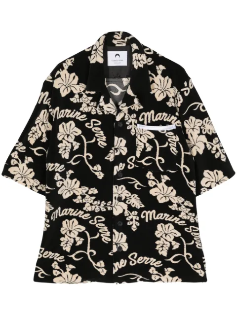 Marine Serre patterned-jacquard terry-cloth shirt Black MSI018CJER0035BK99