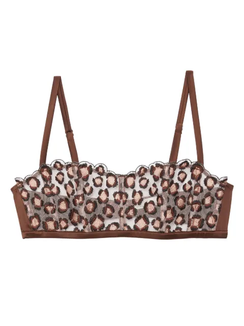 Fleur Du Mal leopard-embroidered boned bralette Brown BR04620941