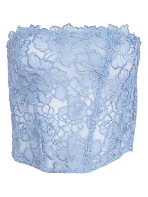Fleur Du Mal Whitney embroidered corset top Blue TP05400906