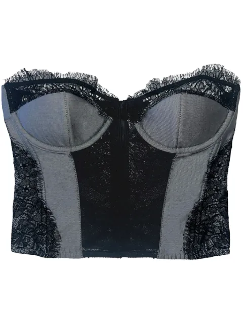 Fleur Du Mal poplin plunge bustier Blue TP06240948