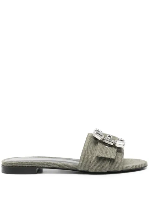 Roberto Festa crystal-buckle denim slippers Green FADEJEANS