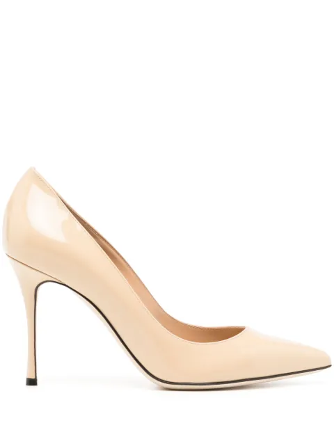 Sergio Rossi Godiva 90mm leather pumps Neutrals A43843MVIV01110