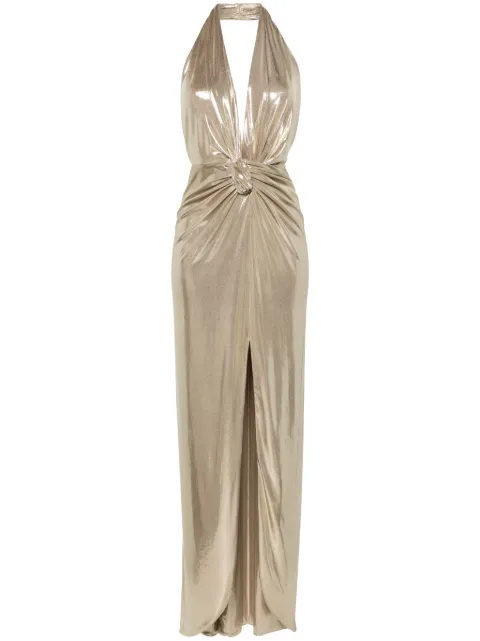 NISSA backless lamé maxi dress Gold RS14865