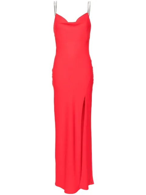 NISSA rhinestoned open-back maxi dress Red RS14746