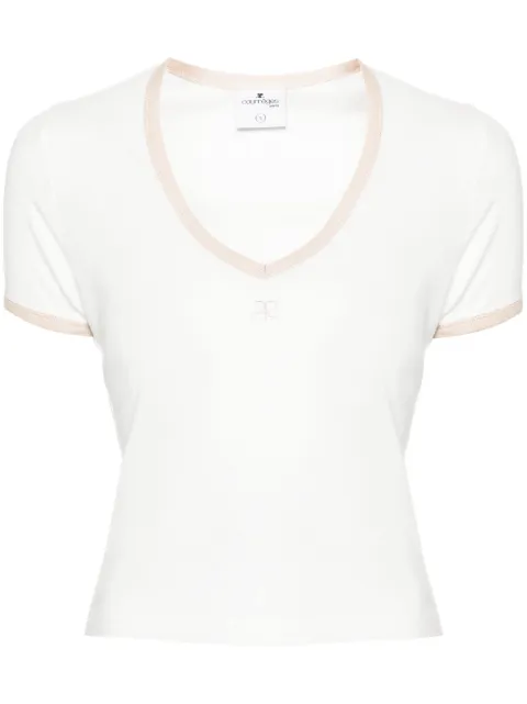 Courrèges logo-embroidered cotton T-shirt White 224JTS137JS0070