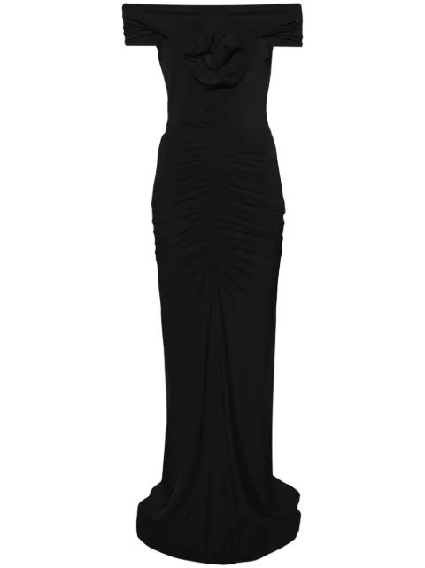 NISSA floral-detail maxi dress Black RS15333BLACK