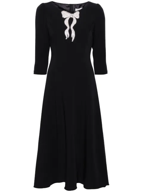 NISSA rhinestoned crepe midi dress Black RS14827