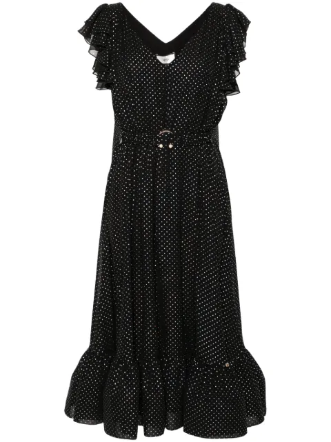 NISSA polka-dot belted midi dress Black RS14851