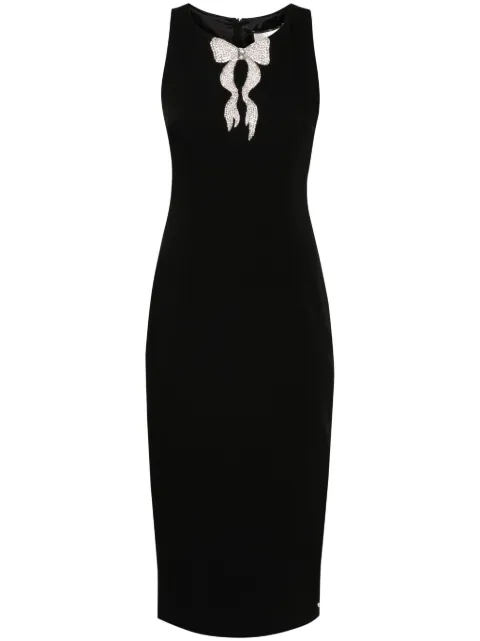 NISSA bow-detail crepe midi dress Black RS14828