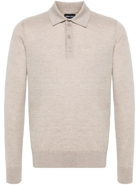 Giorgio Armani long-sleeve wool polo shirt Neutrals 8NSF03SM99Z