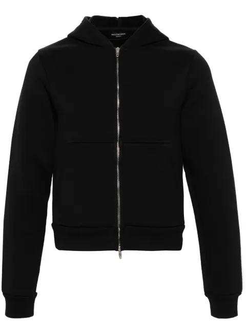 Balenciaga zip-up cotton hoodie Black 790382TQVN9