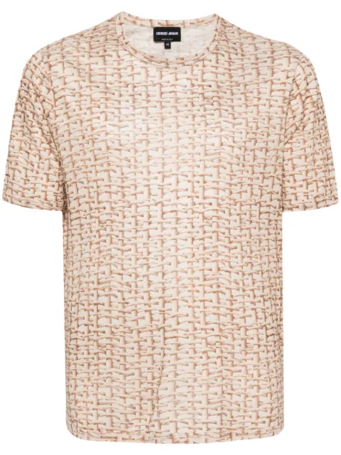 Giorgio Armani woven-print T-shirt Neutrals 3DST54SJQTZ