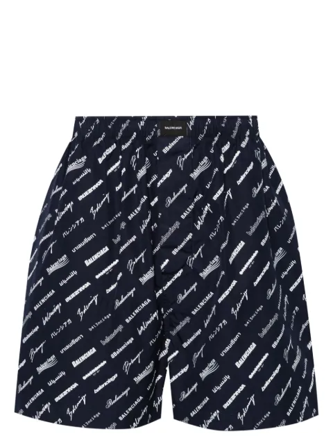 Balenciaga logo-print cotton shorts Blue 719975TNLL1