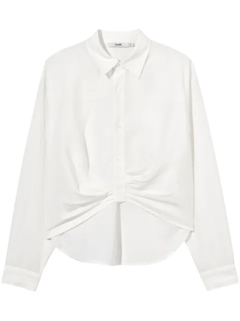 b+ab gathered-detail long-sleeve shirt White 4S137AS