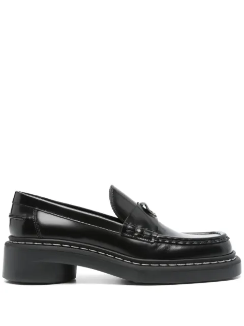 Marine Serre 50mm leather loafers Black WFW046ARLEA0018