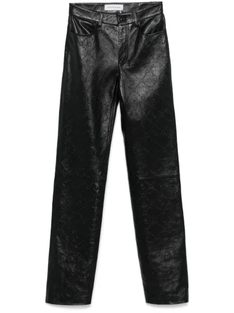 Marine Serre Moonogram embossed leather straight leg pants Black WPA144ACLEA0030