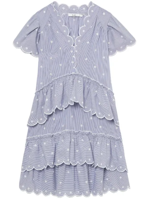 b+ab striped scallop-trim minidress Blue 4S146AS