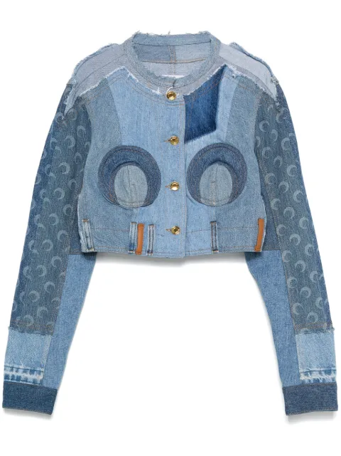 Marine Serre denim cropped jacket Blue WJA054AUDEN0011
