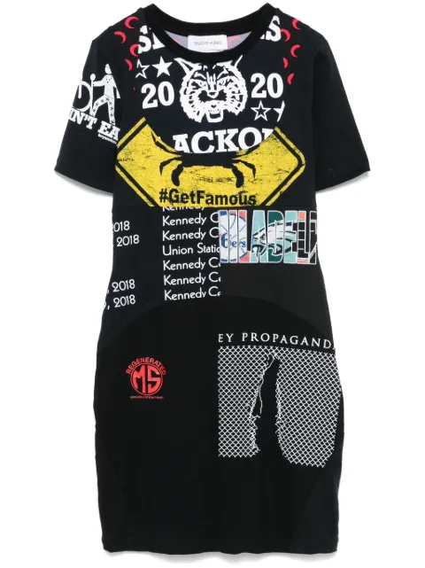 Marine Serre Graphic-print mini dress Black WDR230AUJER0003