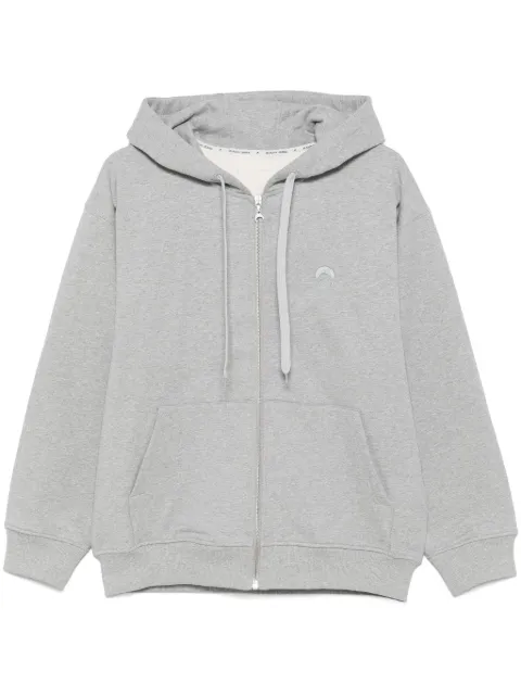 Marine Serre Moon logo fleece zipped hoodie Grey UST017ACJER0013
