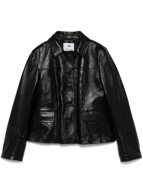 Marine Serre Moonogram-embossed leather jacket Black WJA051ACLEA0030