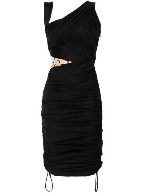 Marine Serre draped jersey midi dress Black WDR303ARJER0018