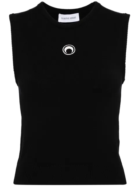 Marine Serre Crescent Moon knitted tank top Black WTK043ACKNI0511