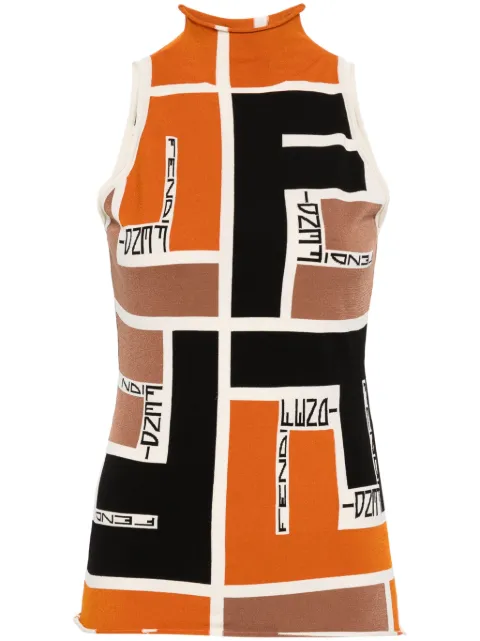 FENDI FF Puzzle print knitted top Orange FZXB84ARV2