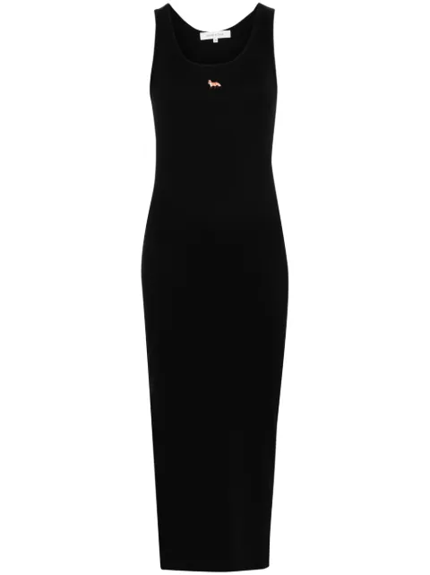Maison Kitsuné fox-motif ribbed midi dress Black MW01602KJ0125