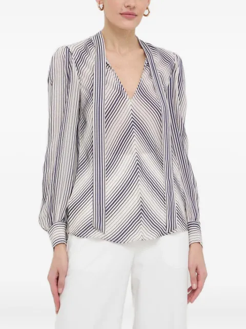 TWINSET striped tie-neck blouse Neutrals 241TP2712
