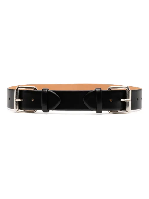 Dice Kayek double-buckle leather belt Black SS24B90003