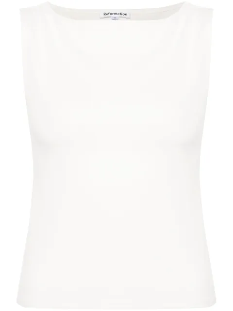 Reformation Dusk boat-neck top White 1312627FDL