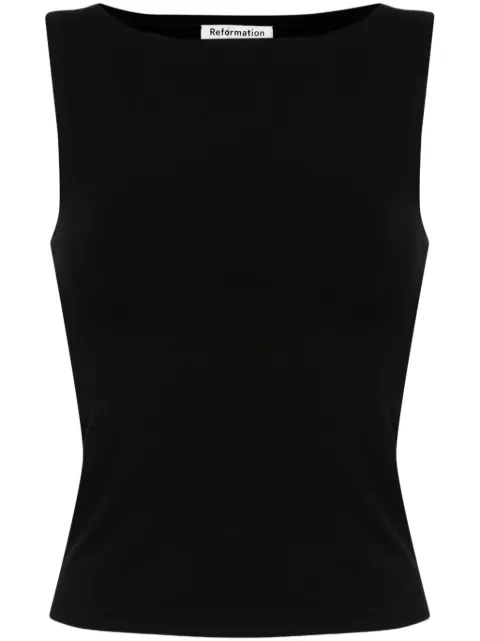 Reformation Dusk boat-neck top Black 1312627BLK
