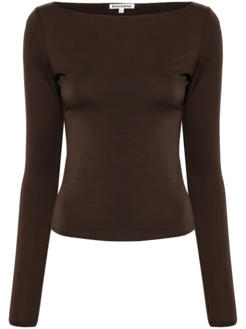 Reformation Wiley boat-neck top Brown 1312748OOL