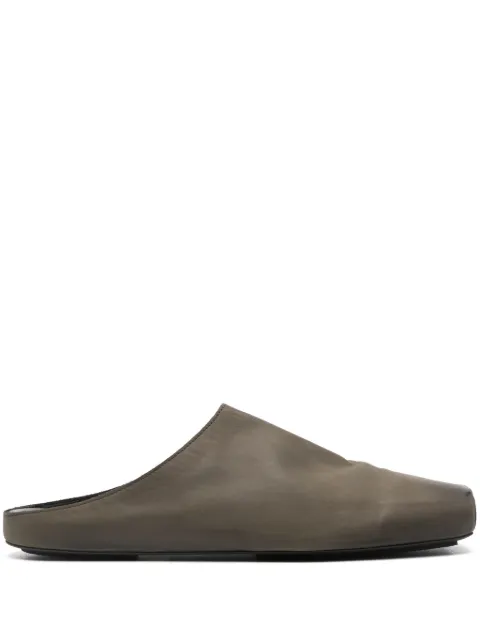Uma Wang square-toe leather slippers Green US9592