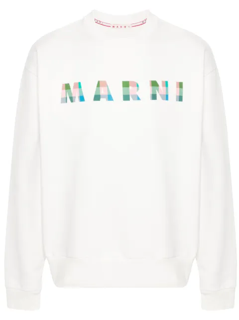 Marni logo-print cotton sweatshirt Neutrals FUMU0074PFUSCW62GOW02