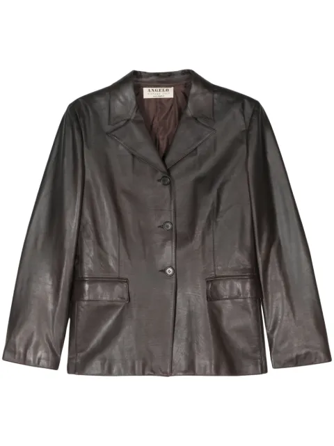 A.N.G.E.L.O. Vintage Cult shoulder-pads leather blazer Brown ANG380XM