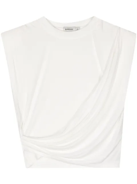 SIMKHAI Estelle draped crop top White SI2021J