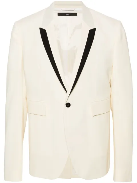 SAPIO contrasting-trim single-breasted blazer White 124U0102N55TUX
