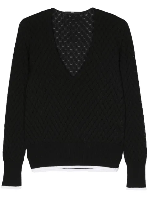 SAPIO V-neck open knit jumper Black 124U7312N21