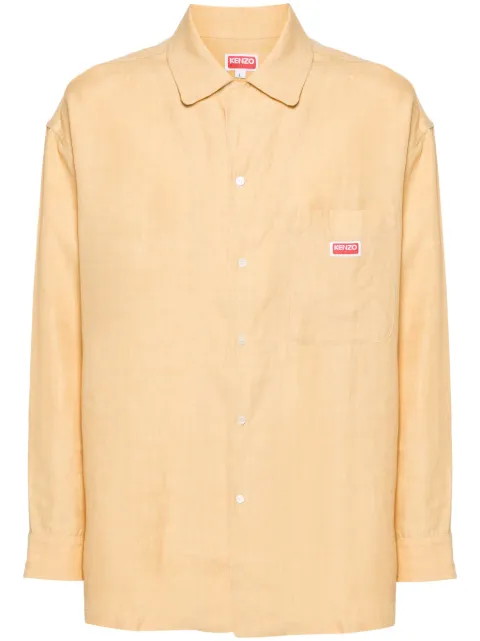 Kenzo logo-appliqué linen oversized shirt Neutrals FE55CH5249GI