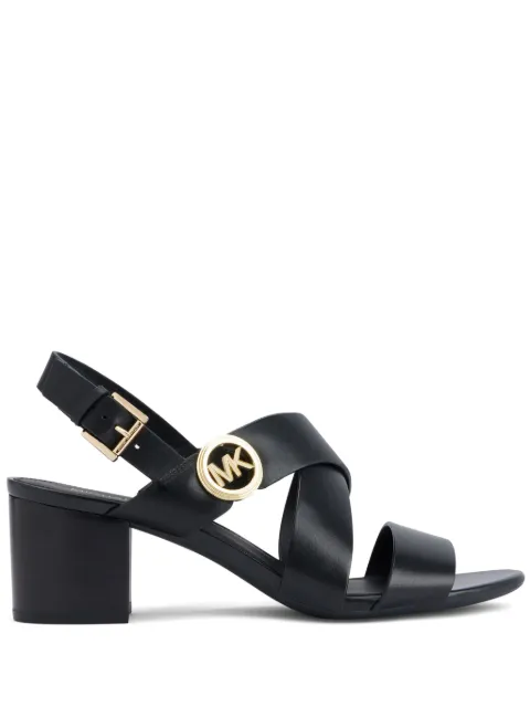 Michael Kors Vera logo-plaque leather sandals Black 40S4VEMS1L