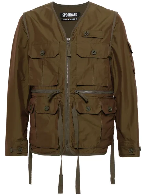 Spoonyard detachable-sleeve jacket Green JK069BROWN