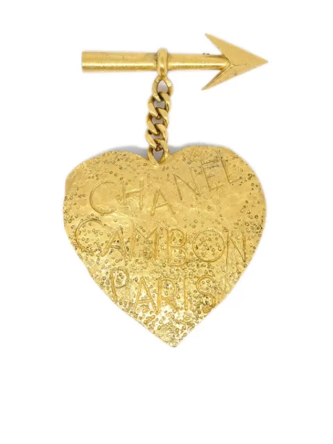 CHANEL Pre-Owned 1993 bow & arrow heart brooch Gold B93P