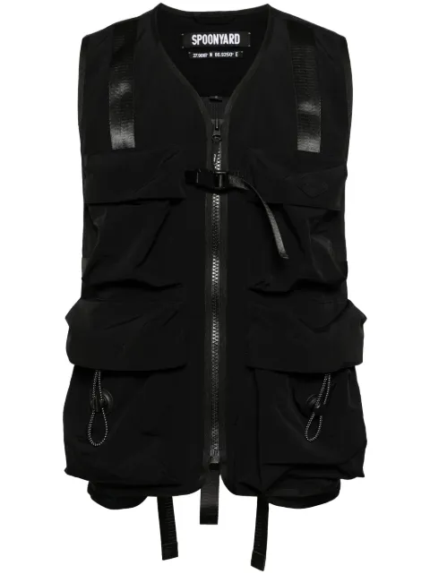 Spoonyard logo-appliquéd ripstop waistcoat Black WT007BLACK
