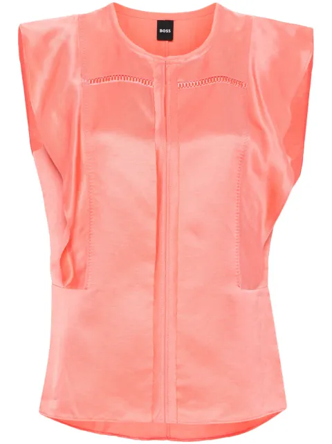 BOSS ruffle-trim twill blouse Orange 50512806